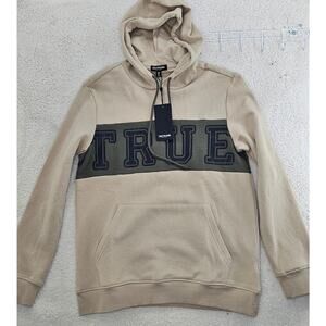 NWT $119  Mens True Religion Spellout Pullover Colorblock Hoodie Y2K Small